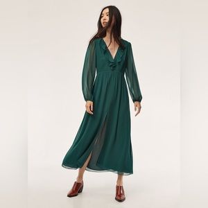 NWOT Aritzia Wilfred Millie Long Sleeve Maxi in Green - Size 0